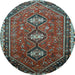 Round Machine Washable Persian Light Blue Traditional Rug, wshtr811lblu