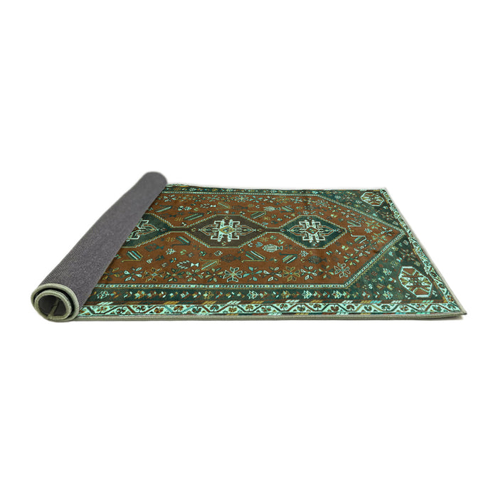 Sideview of Persian Turquoise Traditional Rug, tr811turq