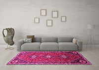 Machine Washable Persian Pink Traditional Rug, wshtr811pnk