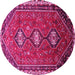 Round Machine Washable Persian Pink Traditional Rug, wshtr811pnk