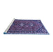 Sideview of Machine Washable Persian Blue Traditional Rug, wshtr811blu