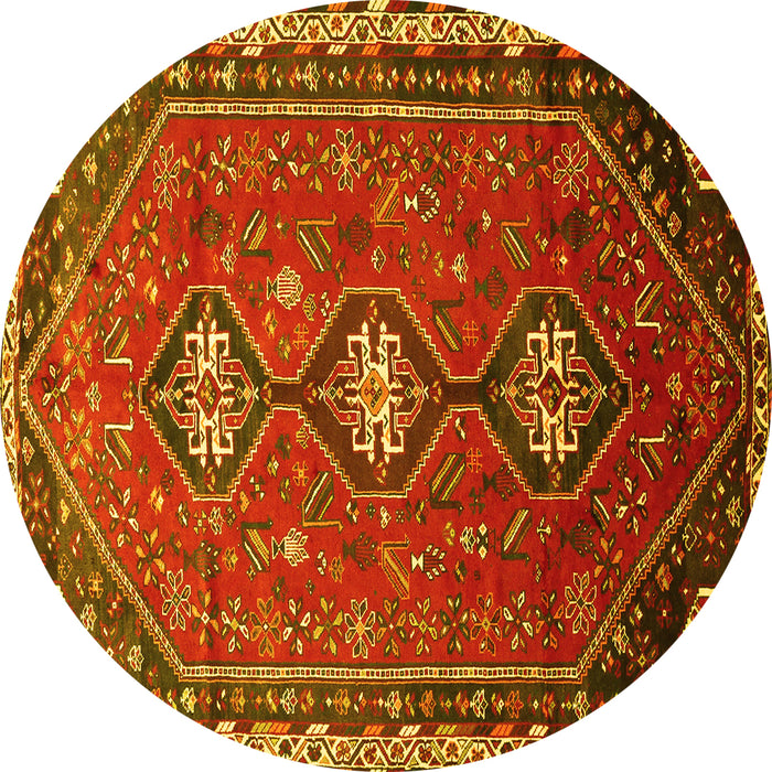 Round Persian Yellow Traditional Rug, tr811yw