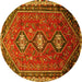 Round Persian Yellow Traditional Rug, tr811yw