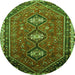 Square Persian Green Traditional Rug, tr811grn