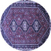 Round Persian Blue Traditional Rug, tr811blu