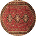 Round Machine Washable Persian Brown Traditional Rug, wshtr811brn