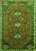 Serging Thickness of Machine Washable Persian Green Traditional Area Rugs, wshtr811grn