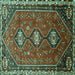 Square Machine Washable Persian Turquoise Traditional Area Rugs, wshtr811turq