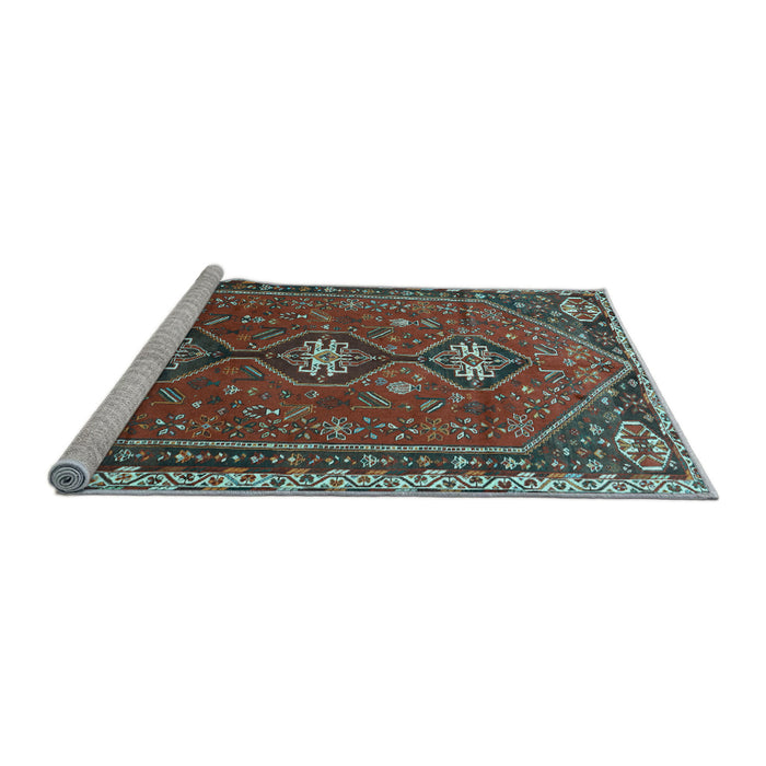 Sideview of Machine Washable Persian Light Blue Traditional Rug, wshtr811lblu