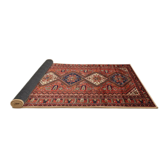 Sideview of Traditional Copper Red Pink Persian Rug, tr812