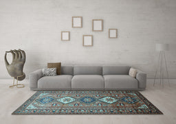Machine Washable Persian Light Blue Traditional Rug in a Living Room, wshtr812lblu