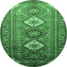 Round Machine Washable Persian Emerald Green Traditional Area Rugs, wshtr812emgrn