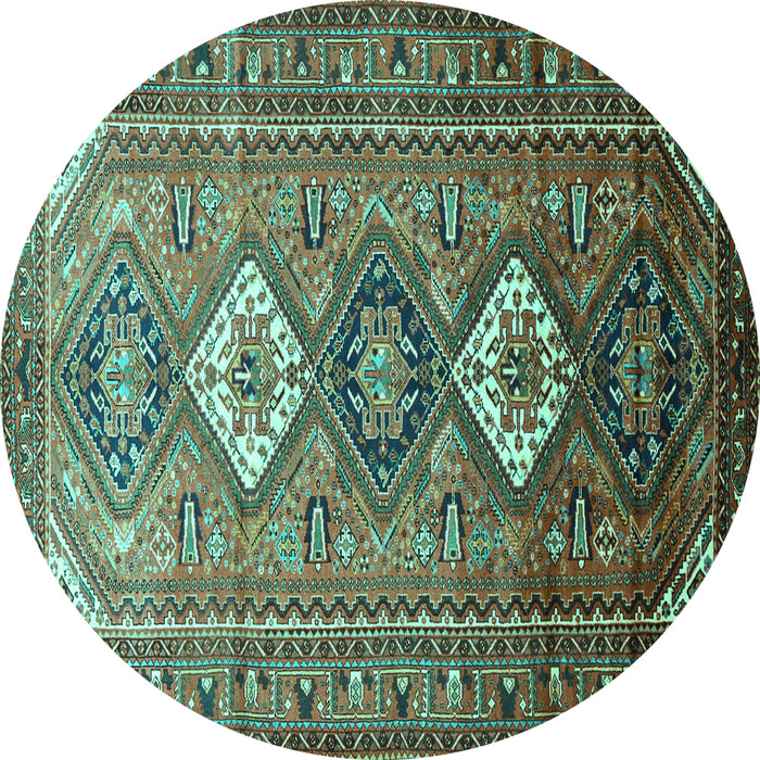 Round Persian Turquoise Traditional Rug, tr812turq