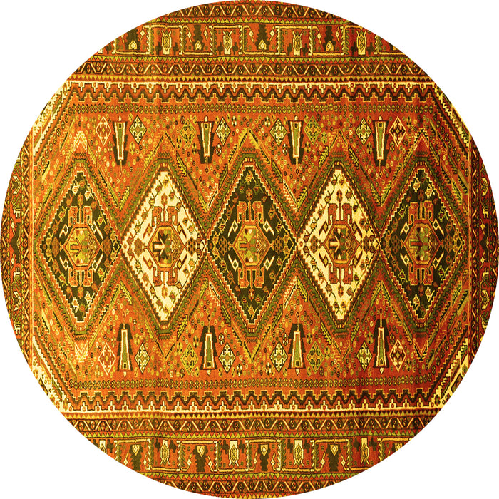 Round Persian Yellow Traditional Rug, tr812yw