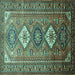 Square Machine Washable Persian Turquoise Traditional Area Rugs, wshtr812turq