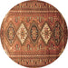 Round Machine Washable Persian Brown Traditional Rug, wshtr812brn