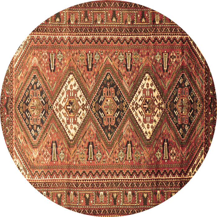 Round Persian Brown Traditional Rug, tr812brn