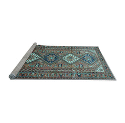 Sideview of Machine Washable Persian Light Blue Traditional Rug, wshtr812lblu