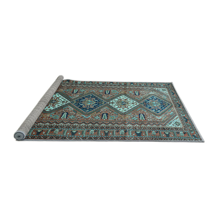 Sideview of Machine Washable Persian Light Blue Traditional Rug, wshtr812lblu