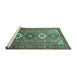 Sideview of Machine Washable Persian Turquoise Traditional Area Rugs, wshtr812turq