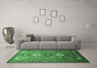 Machine Washable Persian Emerald Green Traditional Area Rugs in a Living Room,, wshtr812emgrn
