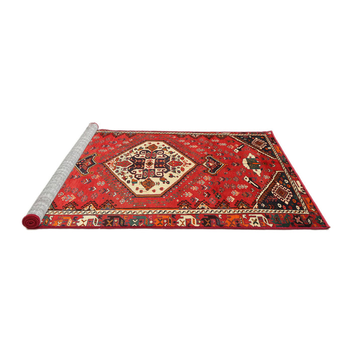 Sideview of Machine Washable Traditional Orange Salmon Pink Rug, wshtr813