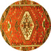 Round Persian Yellow Traditional Rug, tr813yw