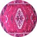Round Machine Washable Persian Pink Traditional Rug, wshtr813pnk