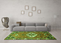 Machine Washable Persian Green Traditional Rug, wshtr813grn