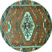 Round Persian Turquoise Traditional Rug, tr813turq