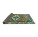 Sideview of Persian Turquoise Traditional Rug, tr813turq