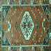 Square Persian Turquoise Traditional Rug, tr813turq