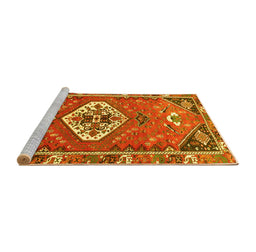 Sideview of Machine Washable Persian Yellow Traditional Rug, wshtr813yw