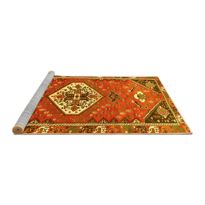 Sideview of Machine Washable Persian Yellow Traditional Rug, wshtr813yw