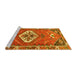 Sideview of Machine Washable Persian Yellow Traditional Rug, wshtr813yw