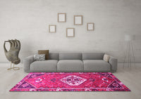 Machine Washable Persian Pink Traditional Rug, wshtr813pnk