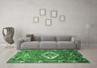 Machine Washable Persian Emerald Green Traditional Area Rugs in a Living Room,, wshtr813emgrn