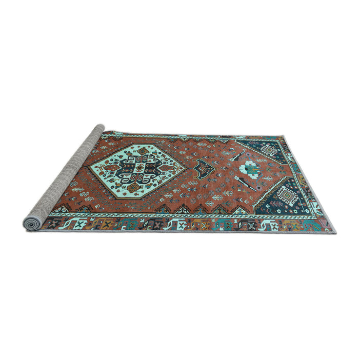 Sideview of Machine Washable Persian Light Blue Traditional Rug, wshtr813lblu
