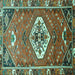 Square Machine Washable Persian Turquoise Traditional Area Rugs, wshtr813turq