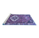 Sideview of Machine Washable Persian Blue Traditional Rug, wshtr813blu