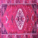 Square Machine Washable Persian Pink Traditional Rug, wshtr813pnk