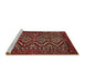 Sideview of Machine Washable Traditional Saffron Red Rug, wshtr814