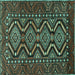 Square Machine Washable Persian Turquoise Traditional Area Rugs, wshtr814turq