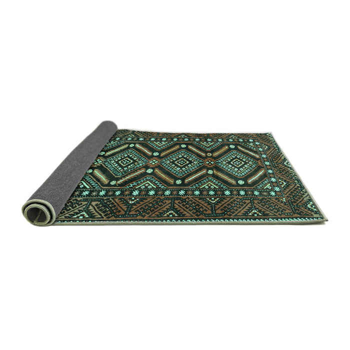 Sideview of Persian Turquoise Traditional Rug, tr814turq