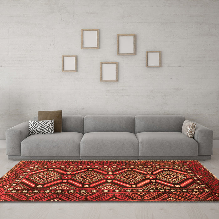 Machine Washable Persian Orange Traditional Area Rugs in a Living Room, wshtr814org