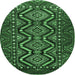 Round Persian Emerald Green Traditional Rug, tr814emgrn