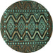 Round Machine Washable Persian Turquoise Traditional Area Rugs, wshtr814turq