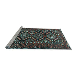 Sideview of Machine Washable Persian Light Blue Traditional Rug, wshtr814lblu