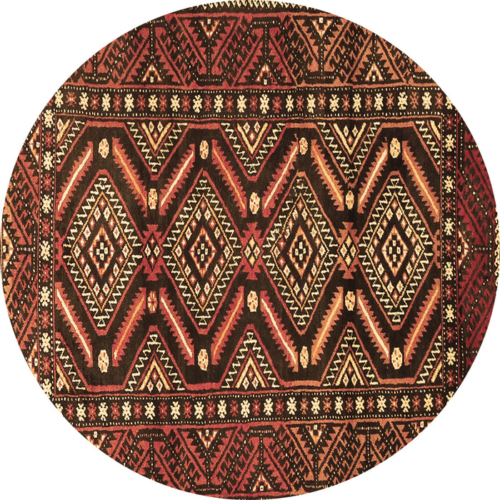Round Persian Brown Traditional Rug, tr814brn