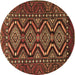 Round Persian Brown Traditional Rug, tr814brn